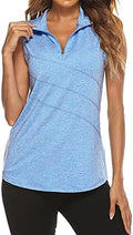 Tanst Sky Women's Sleeveless Golf Polo Shirts Quarter Zip Workout Tank Top by TanstSky