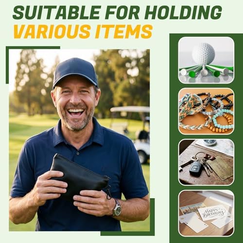 Mudder 2 Pcs Valuables Golf Pouch Bucket, PU Leather Golf Tee Bag - Image 5