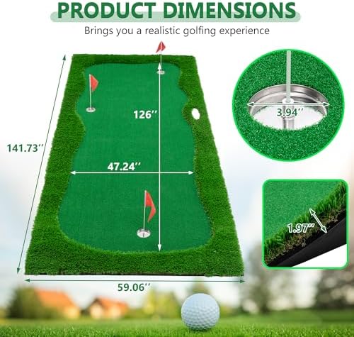 12x5 FT Golf Putting Training Mat, Premium Rubber Turf, - Image 7