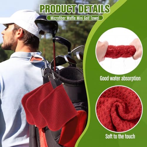 Batiyeer 5 Pack Small Golf Towel 5.5 x 5.5 Inch Microfiber Waffle Material - Image 3