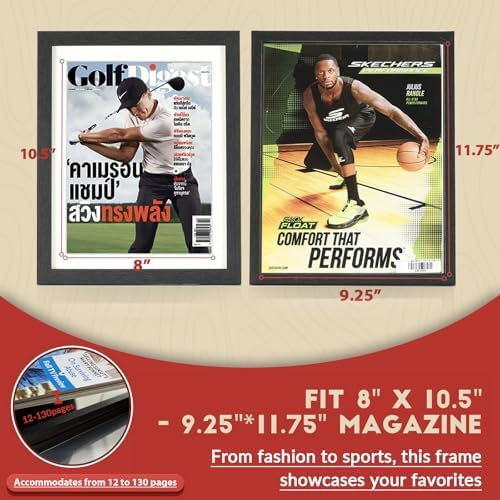 JupDec Sports Magazine Frame 2 Pack, Premium Wood Display Case - Image 2