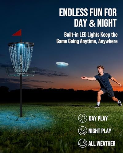 Disc Golf Basket 24/12 Chain LED Night & Adjustable Height Options - Image 4