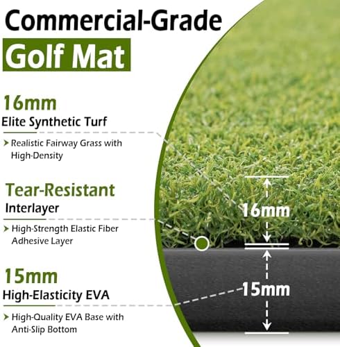 Golf Mat 31mm, 5x4ft/5x5ft Premium Golf Hitting Mat Outdoor Indoor - Image 2