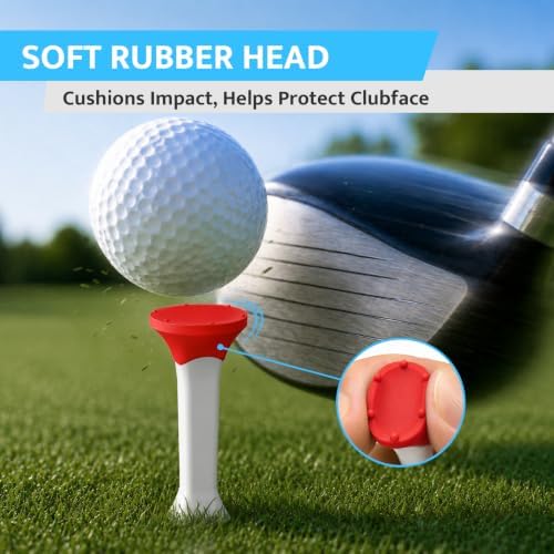 Soft Rubber Head Golf Tees 3-1/4'', 15 Pack Step Golf Tees, Fixed Height - Image 2