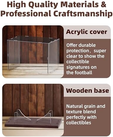Fitense Full Size Acrylic Football Display Case Solid Wood Base - Image 5