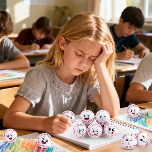 20PCS Mini Baseball Stress Ball Funny Face Squeeze Balls Small Baseball Squeeze - Image 4