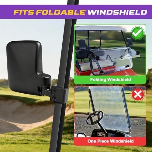 Golf Cart Side Mirrors, No Drilling Golf Cart Rear View Mirrors Universal - Image 5