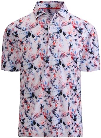 Alex Vando Mens Golf Shirt Moisture Wicking Print Performance Polo Shirt by AlexVando