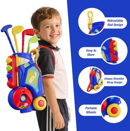 HYES 3 in 1 Kid Golf Set with Putting Mat & Sticky/Golf Game - Image 3