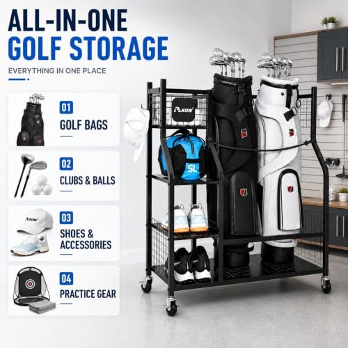 PLKOW Golf Bag Storage Rack for Garage, Golf Equipment Organizer - Image 4