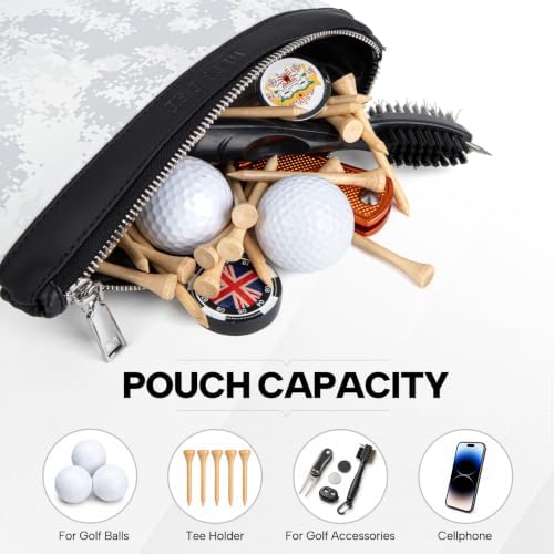 Golf Zipper Valuables Pouch Leather Golf Bag Pouch - Image 2