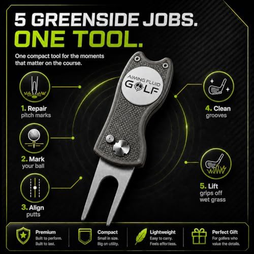 Golf Divot Repair Tool — 5-in-1 Golfing Ball Marker, Pitch Mark Repair - Image 2