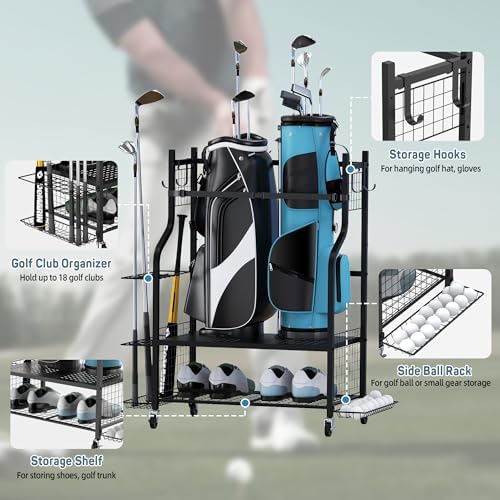 PLKOW Golf Bag Storage Rack for Garage, Golf Equipment Organizer - Image 2