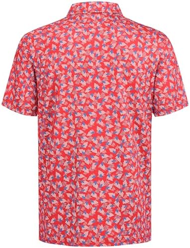Mens Golf Shirt Short Sleeve Dry Fit Print Moisture Wicking Performance - Image 4