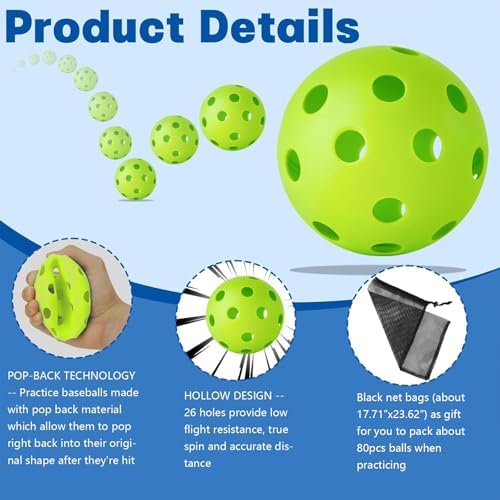 Coopay 24/80 Pack Practice Baseball SoftBalls Plastic Training Balls - Image 4