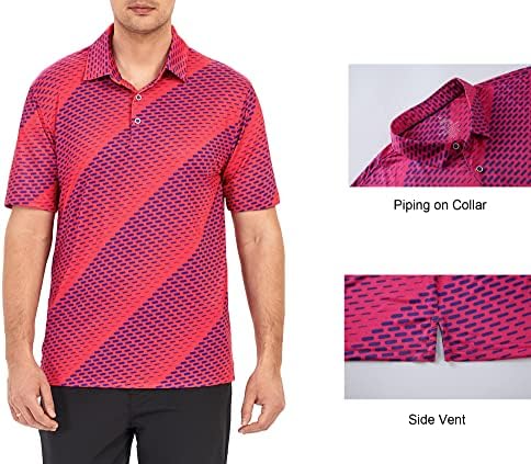 Alex Vando Mens Golf Shirt Moisture Wicking Print Performance Polo Shirt - Image 3