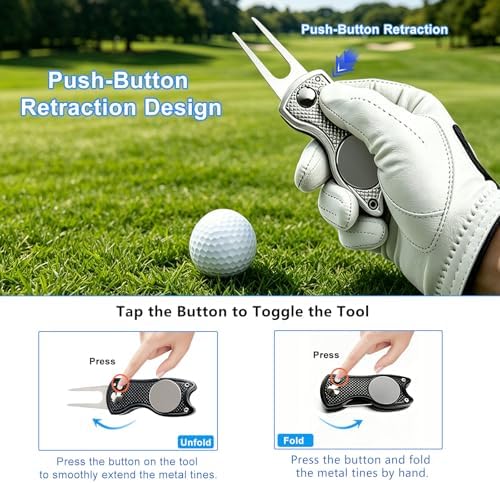 Golf Divot Repair Tools for Golfers, Foldable Golf Green Fork Tool Black and - Image 3