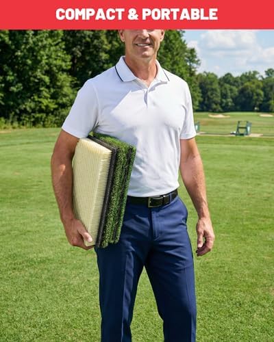 4-in-1 Golf Hitting Mat with Fairway, Sand & Tee Turf - Image 6