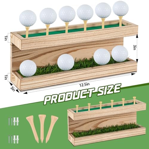 Menkxi Rustic Wood Golf Ball Holder Display Stand - Image 2