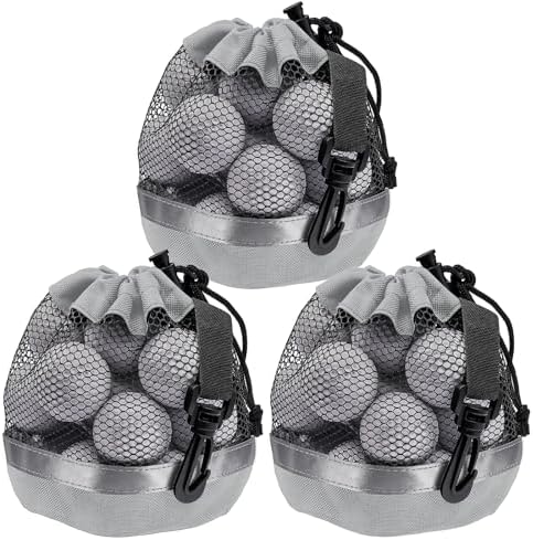 3PCS Mesh Golf Ball Bags with Reflective Strip, Nylon Bag by Unknown