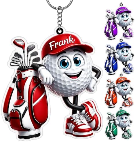 LASFOUR Personalized Golf Player Keychain, Golf Ball Gift by LASFOUR
