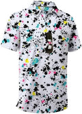 ZITY Men's Golf Shirts Short Sleeve Print Patterns Casual Collared Polo by ZITY