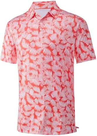 Mens Golf Shirt Short Sleeve Dry Fit Print Moisture Wicking Performance by FTFENTENG