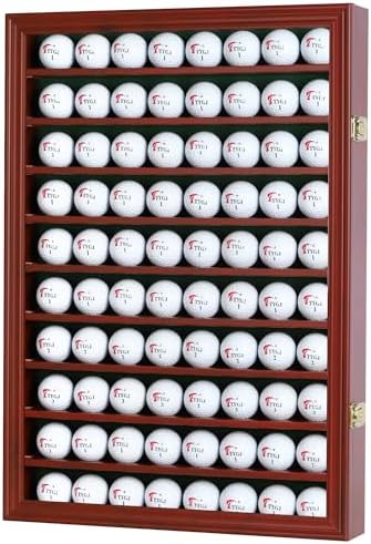 DisplayGifts 80 Golf Ball Display Case Cabinet Wall Rack Holder Solid Wood Frame by Display+Accessories