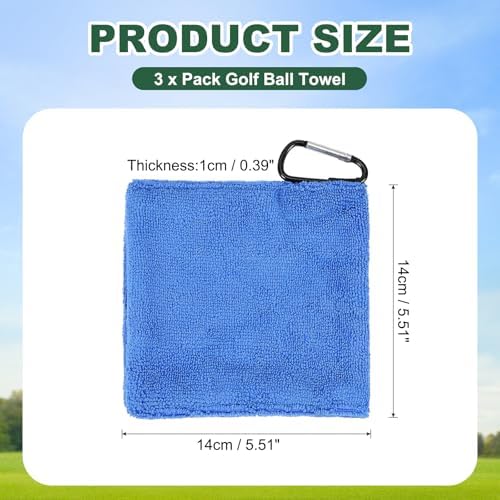 3Pcs Golf Ball Towel 5.5"x5.5" - Image 2