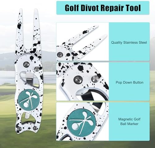Golf Divot Repair Tool, 3 in 1 Compact Ball Marker Divot Tool, Foldable Golf - Image 2