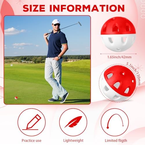 Junkin 50 Pack Practice Golf Balls Limited Flight Plastic Impact Golf Balls - Image 2