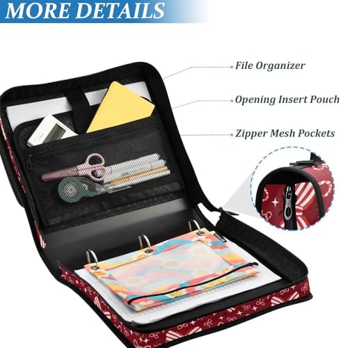 Zipper Binder Bag 3 Ring File Folder Portfolio Organizer Zippered Binder Bags - Image 6