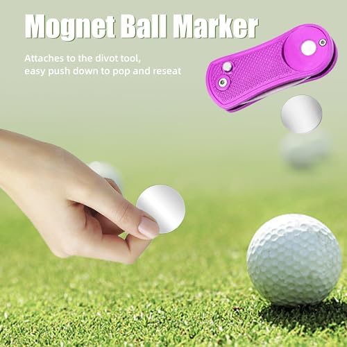 Mile High Life Golf Divot Repair Tool Metal/Foldable w Magnetic Ball Marker - Image 3