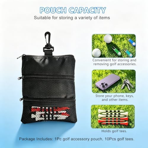 Golf Ball Bag Pouch with 10Pcs Tees, Golf Accessory Kit - Image 3