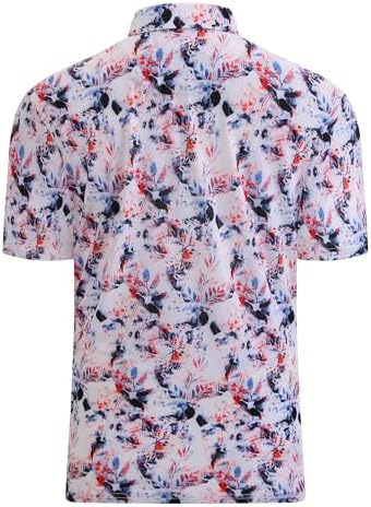Alex Vando Mens Golf Shirt Moisture Wicking Print Performance Polo Shirt - Image 2