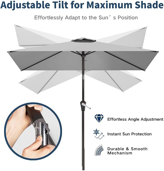 6.5' x 10' Rectangular Patio Umbrella Large Outdoor Market Umbrella w/UV - Image 2