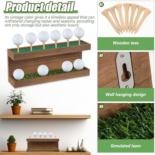 Menkxi Rustic Wood Golf Ball Holder Display Stand - Image 3