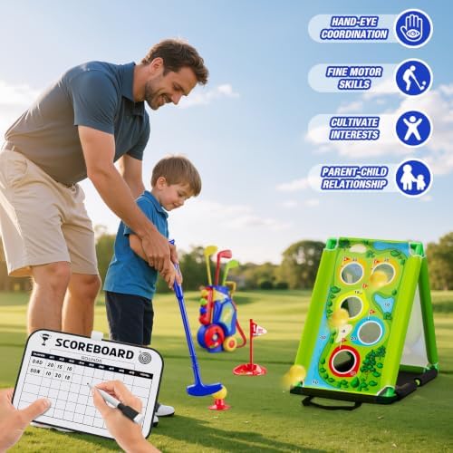 HYES 3 in 1 Kid Golf Set with Putting Mat & Sticky/Golf Game - Image 7