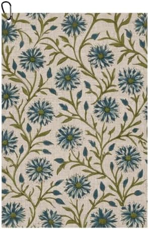 Blue Vintage Floral Golf Towel by Unknown