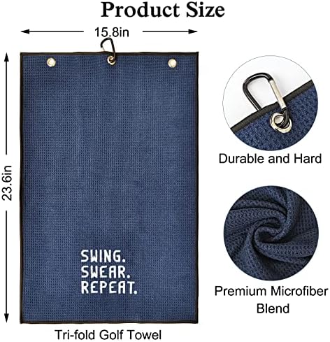 DYJYBMY Swing Swear Repeat Blue Golf Towel, Funny Golf Accessories - Image 2