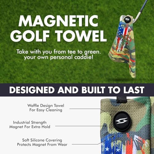 Magnetic Microfiber Waffle Golf Towel Large 16"x24" Clean - Image 5