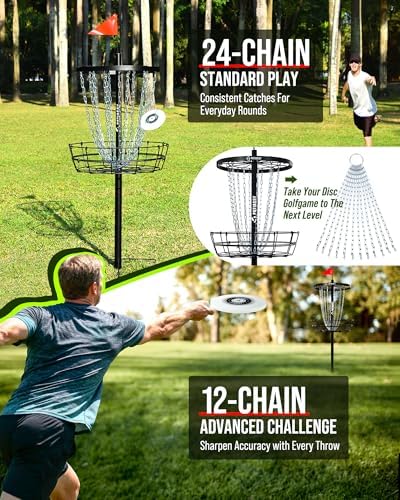 Disc Golf Basket 24/12 Chain LED Night & Adjustable Height Options - Image 5