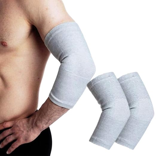 Wonder Care Bamboo Elbow Support Compression Sleeve for Tennis, Golf Elbow, Joint Pain Relief, White, Pack of 2 (X-Large)