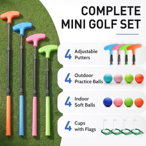 Mini Golf Set - 4 Adjustable Golf Putters, Putt Putt Golf Set - Kids Clubs - Image 5