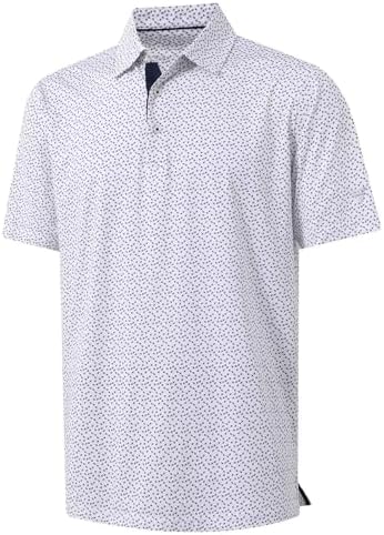 M MAELREG Mens Golf Shirt Short Sleeve Dry Fit Print Moisture Wicking by MAELREG
