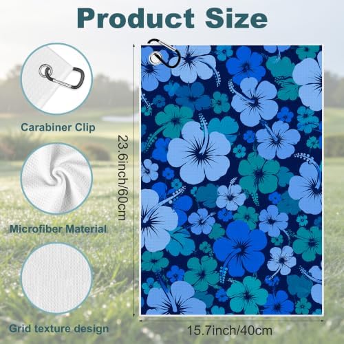 Tropical floral Waffle Weave Microfiber Golf Towel - Image 2