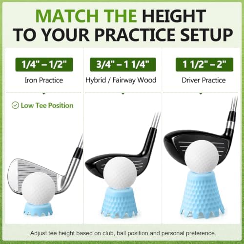 Foilswirl Golf Simulator Tees, 8 Fixed Heights Indoor Golf Mat Tees - Image 5