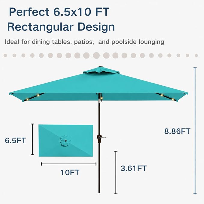 6.5 x 10ft Rectangular Patio Umbrella - Image 3