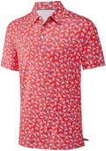 Mens Golf Shirt Short Sleeve Dry Fit Print Moisture Wicking Performance by FTFENTENG