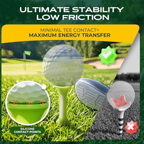 Golf Tees - 3 1/4" Composite Plastic Tees, Hybrid Low-Spin Silicone Cups - Image 2